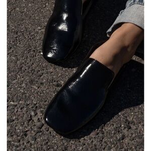 Zara Shiny Black Slip-On Loafers